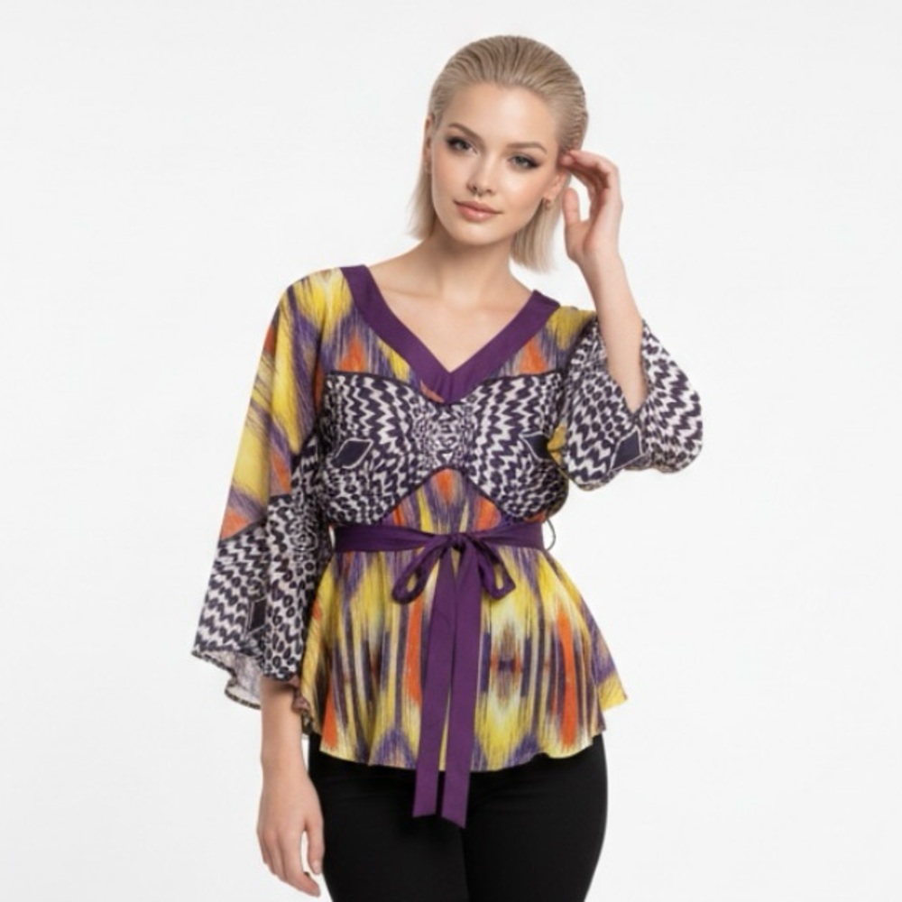 MM COUTURE Miss Me Dolman Drawstring V Neck Sheer